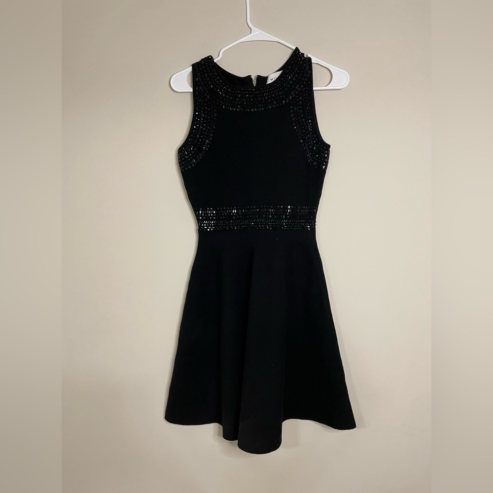 Milly Scoop Neck Sleeveless Jewel Black Mini Dress